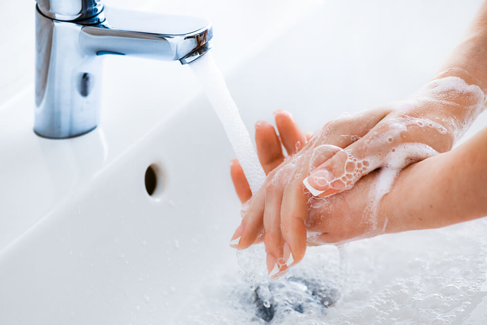 Person washing hands