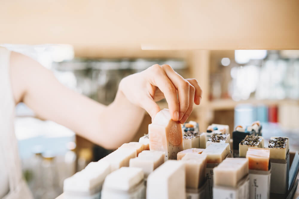 Woman buying soap