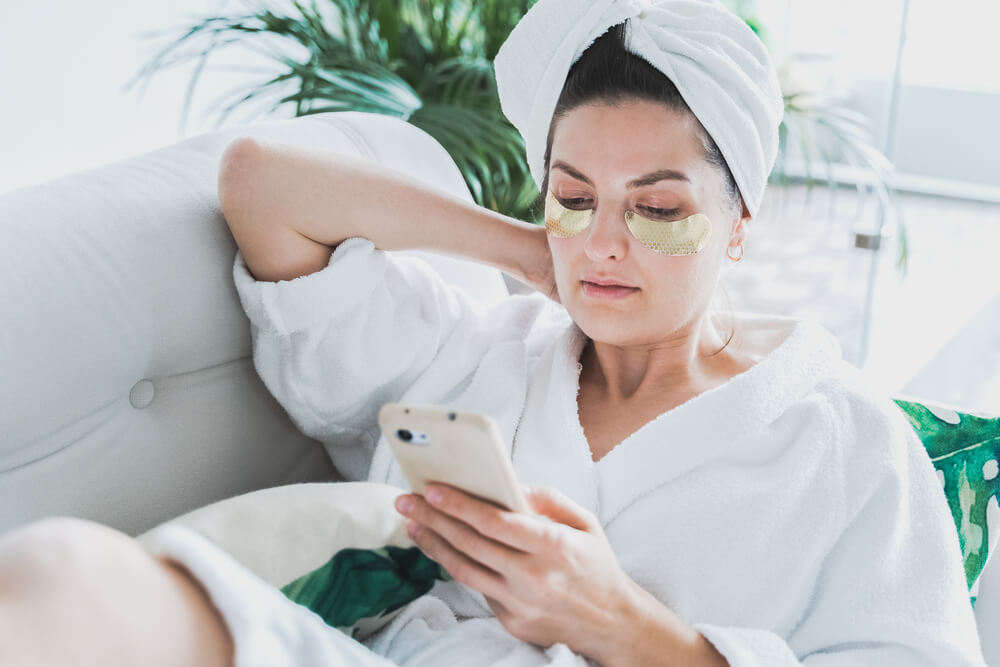 Woman with eye masks