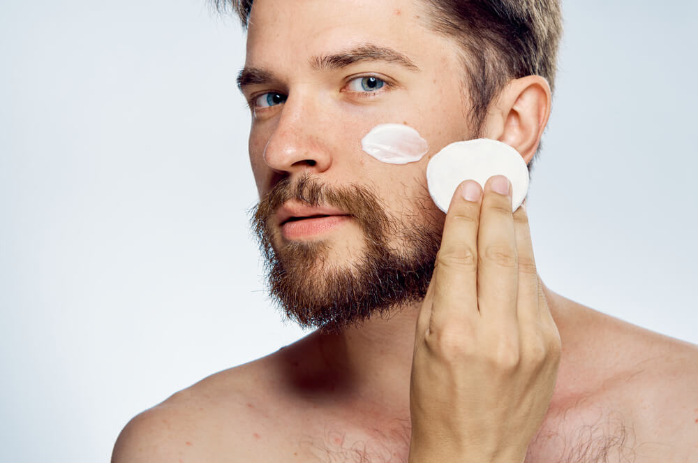 Man using skincare