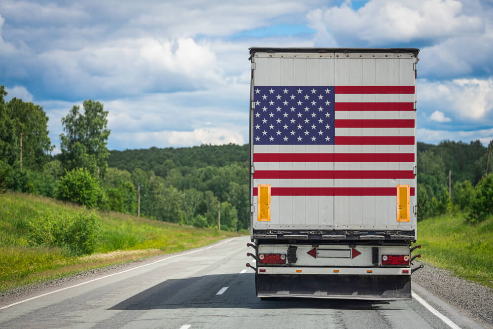 USA flag on lorry