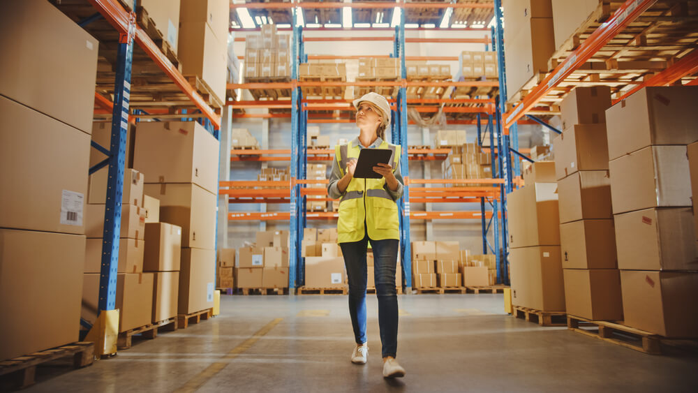 woman in warehouse